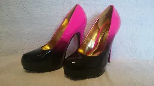 Airbrushed Heels hot pink/black fade