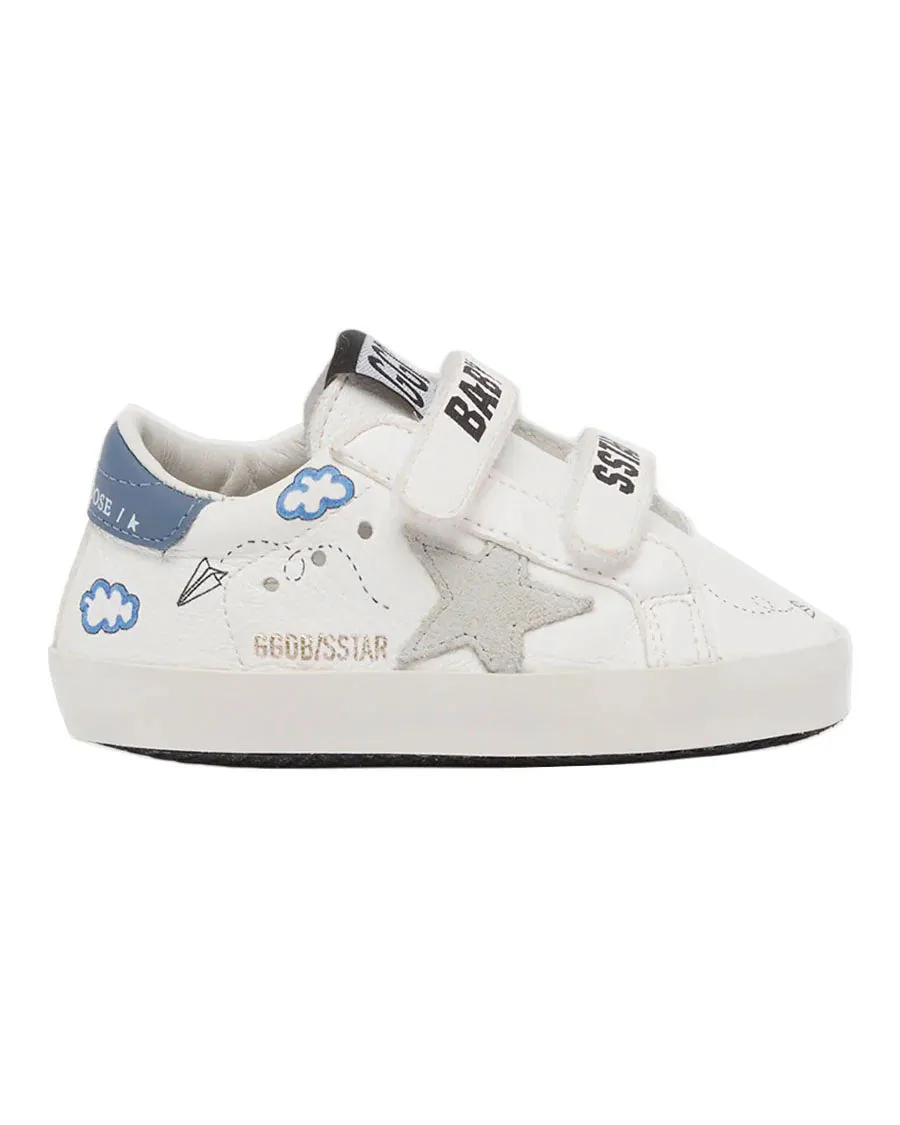 Baby School Leather Sneakers - White/Ice/Blue