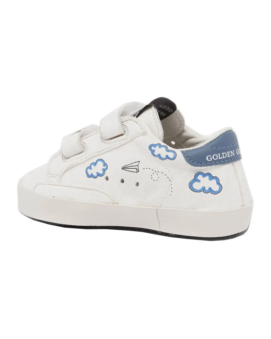 Baby School Leather Sneakers - White/Ice/Blue