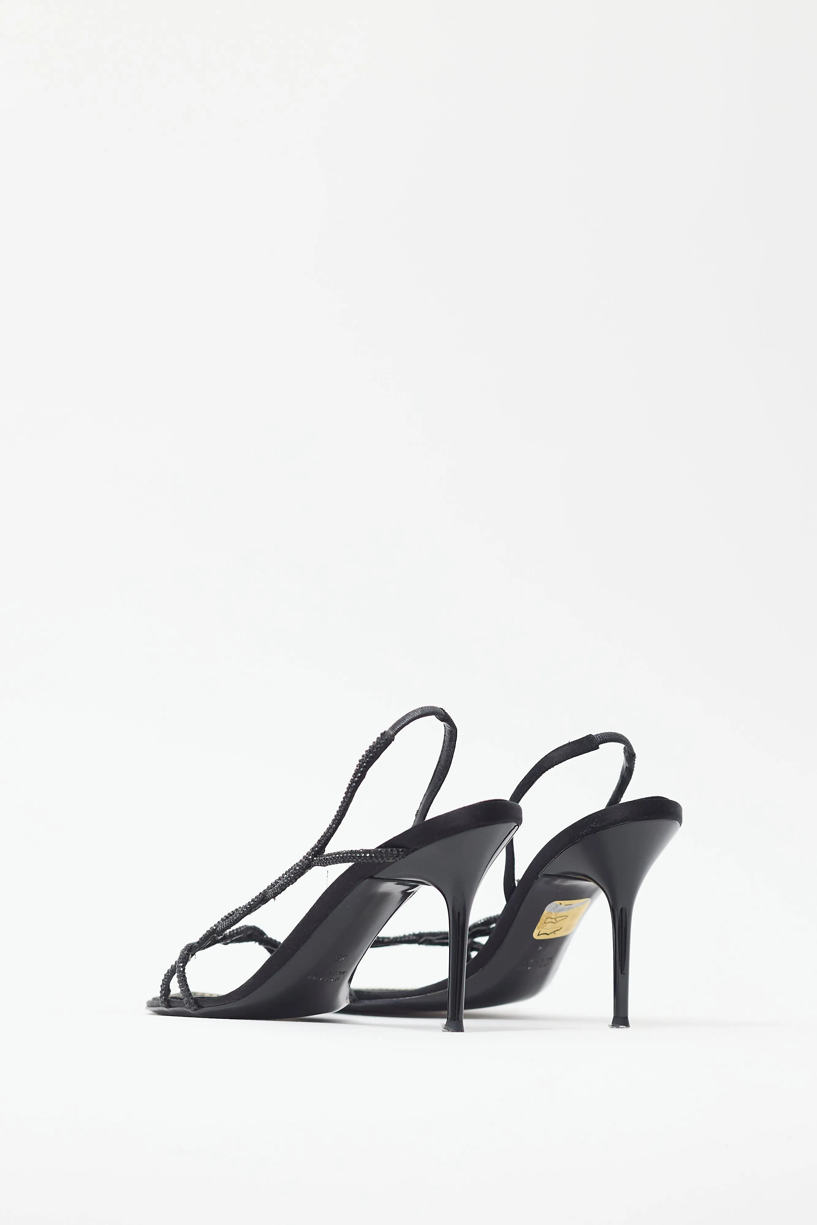 Black Braided Rhinestone Slingback Heel
