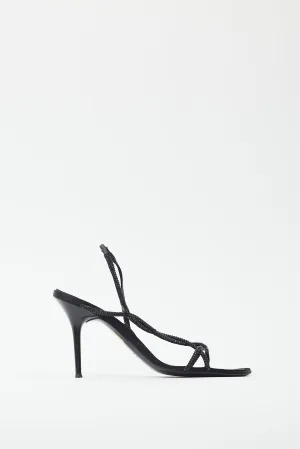 Black Braided Rhinestone Slingback Heel