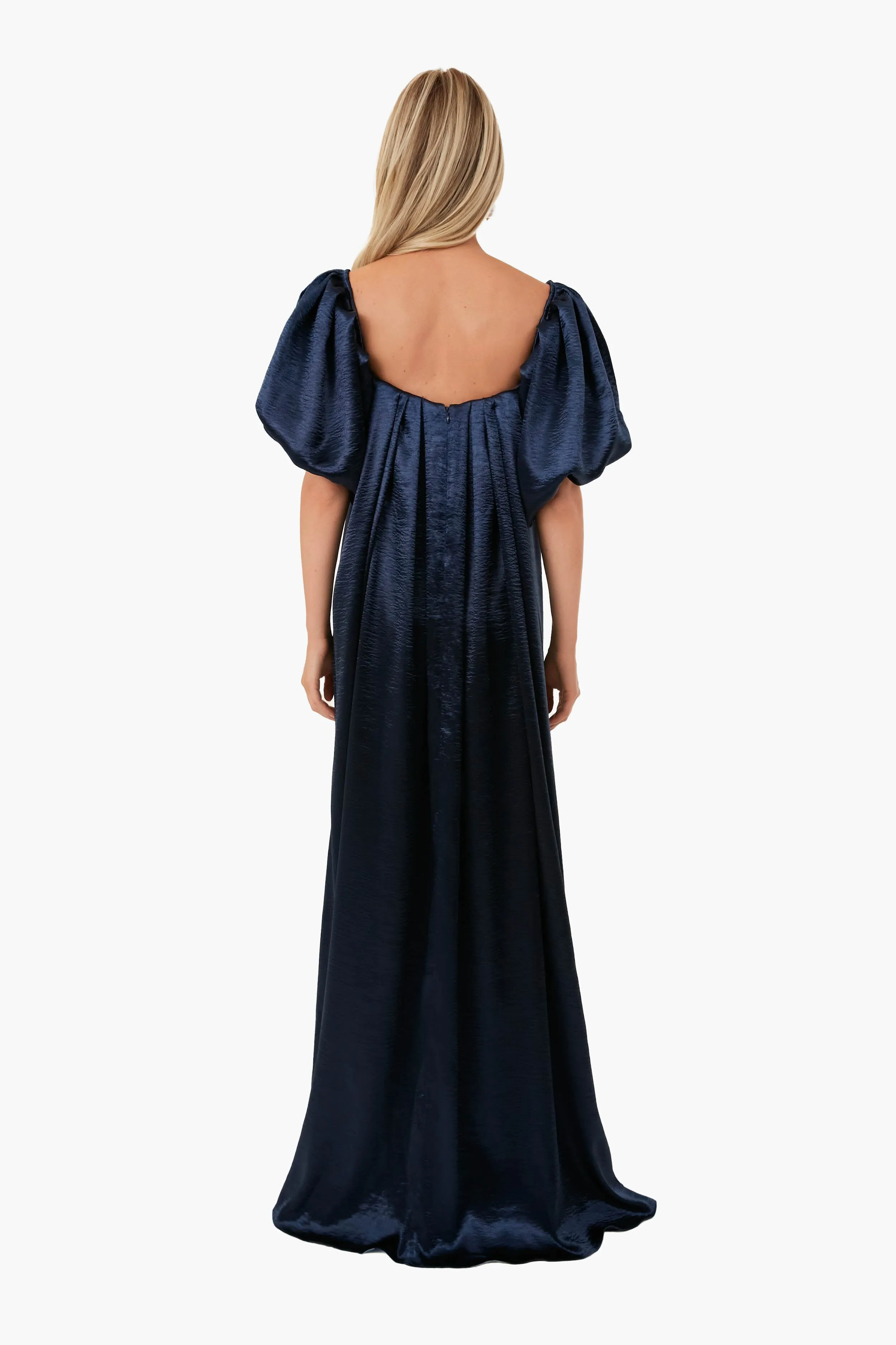 Blue Glossy Palmer Maxi Dress