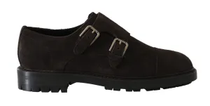 Brown Leather Derby Monkstrap Mens Shoes