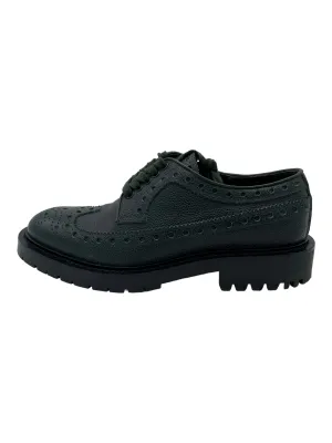 Burberry Army Green Grained Leather Brogue Derby Shoes