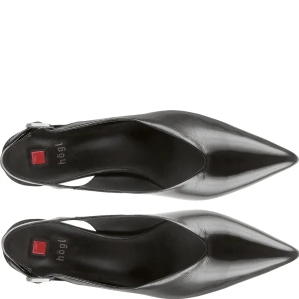 Calla Block Heel Sling Back Shoe Black Patent