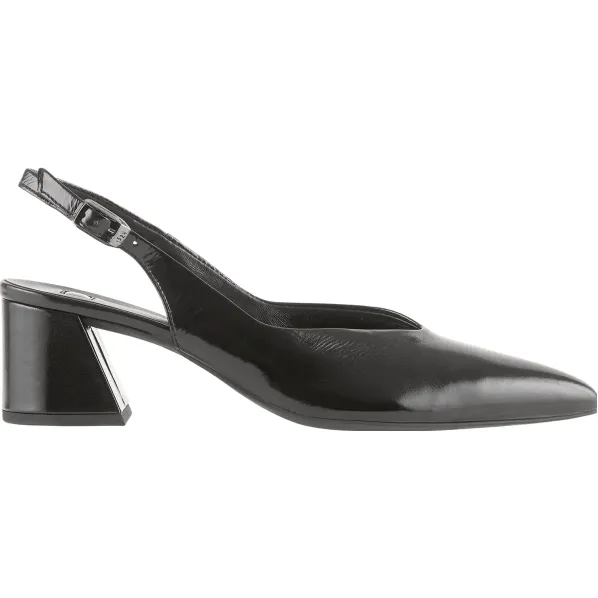 Calla Block Heel Sling Back Shoe Black Patent
