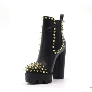 Cape Robbin Jagged Chunky Heel Spike Platform Chelsea Bootie Black (10, Black)