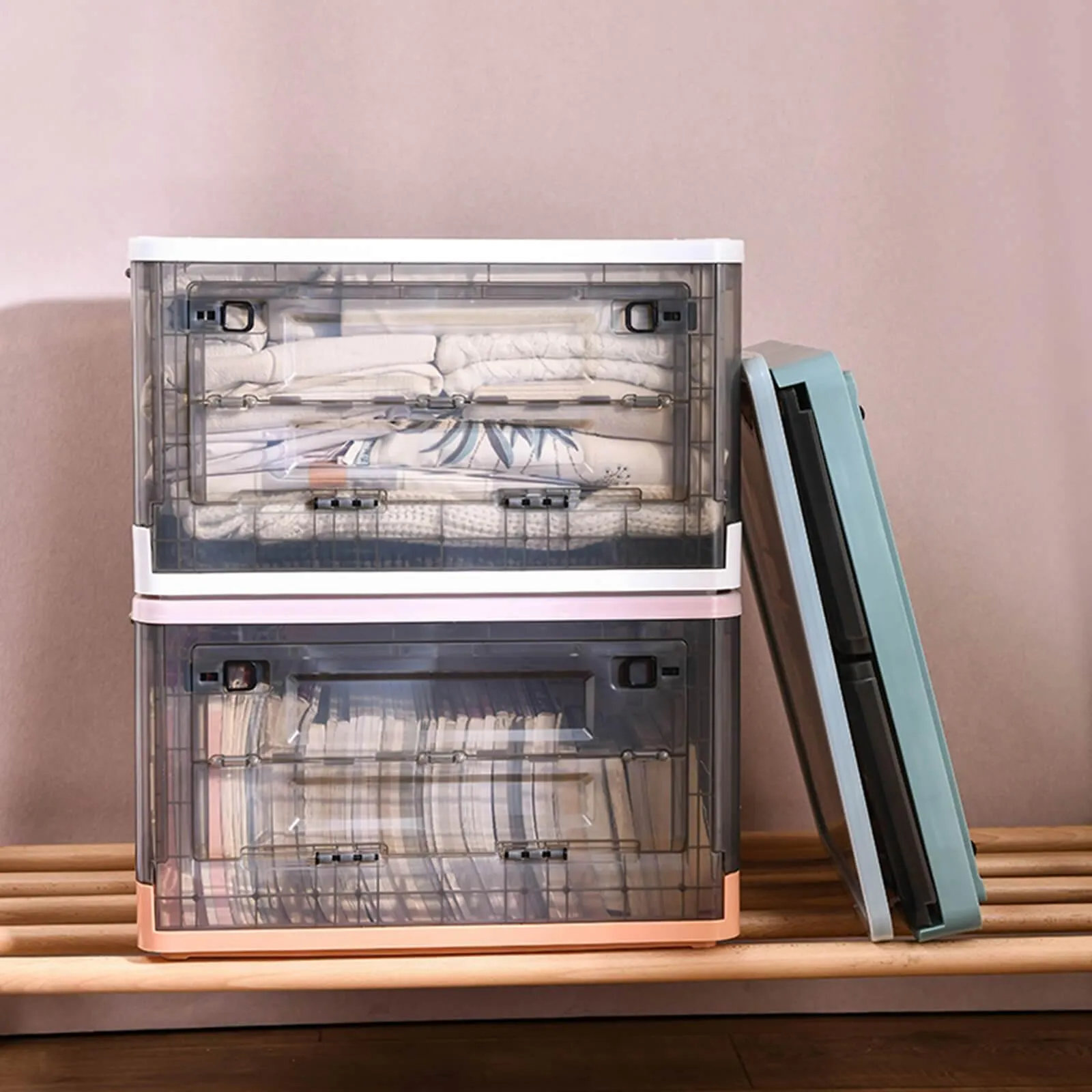 Collapsible Storage Box Containers Plastic Stackable Organizer