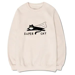 CORIRESHA Teen Funny Running Cat Crew Neck Long Sleeve Soft Cotton Cute Sweatshirt