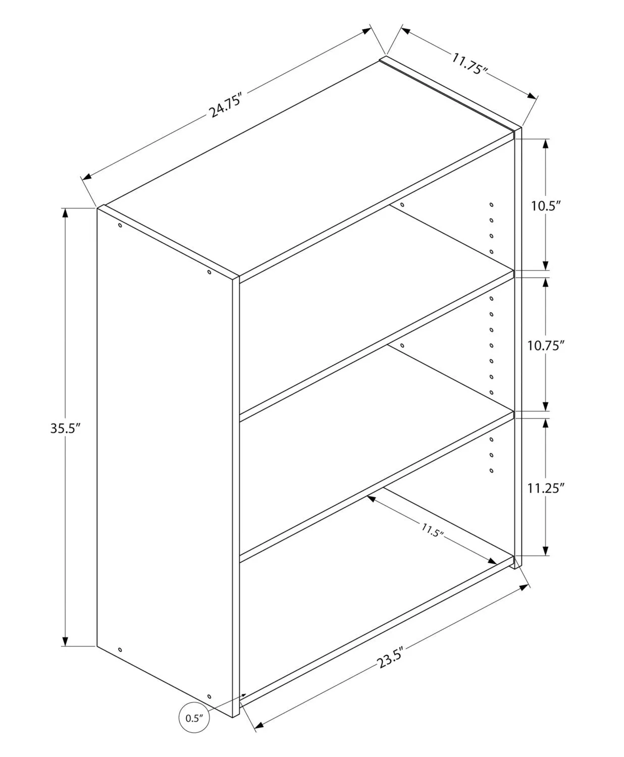 Derby 3-Shelf Bookcase - Cherry