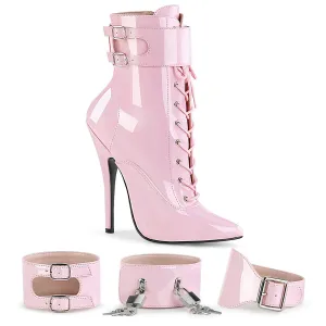 Devious Domina 1023 Womens 6 Inch Heel, Front Lace, Single Sole Ankle Length Boots