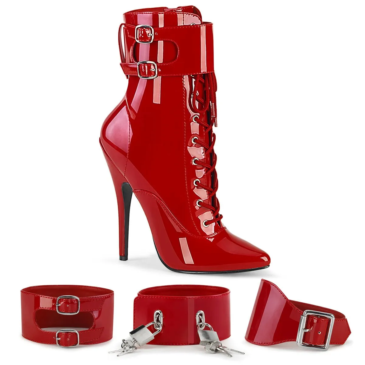 Devious Domina 1023 Womens 6 Inch Heel, Front Lace, Single Sole Ankle Length Boots