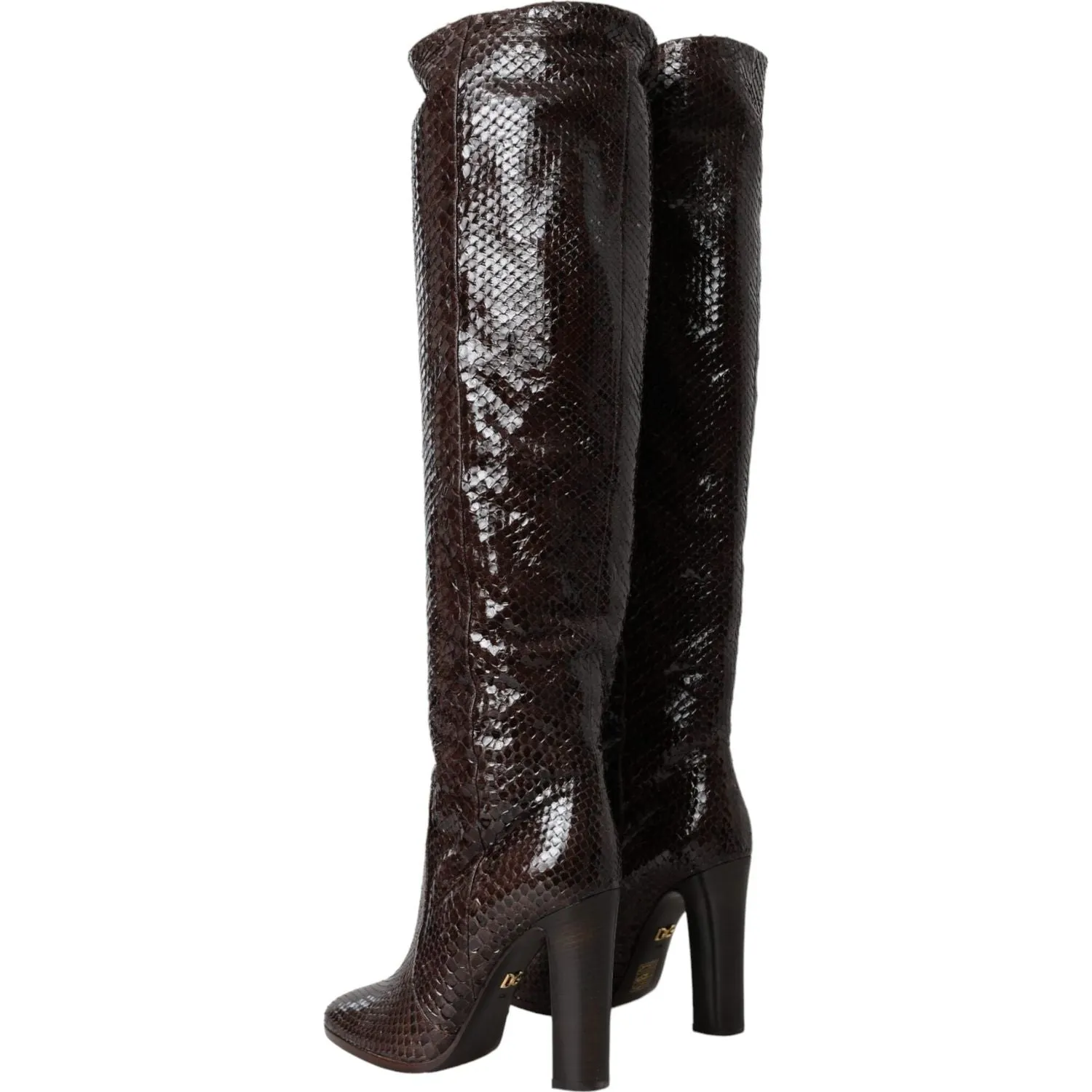 Dolce & Gabbana Brown Exotic Leather Heels High Boots Shoes