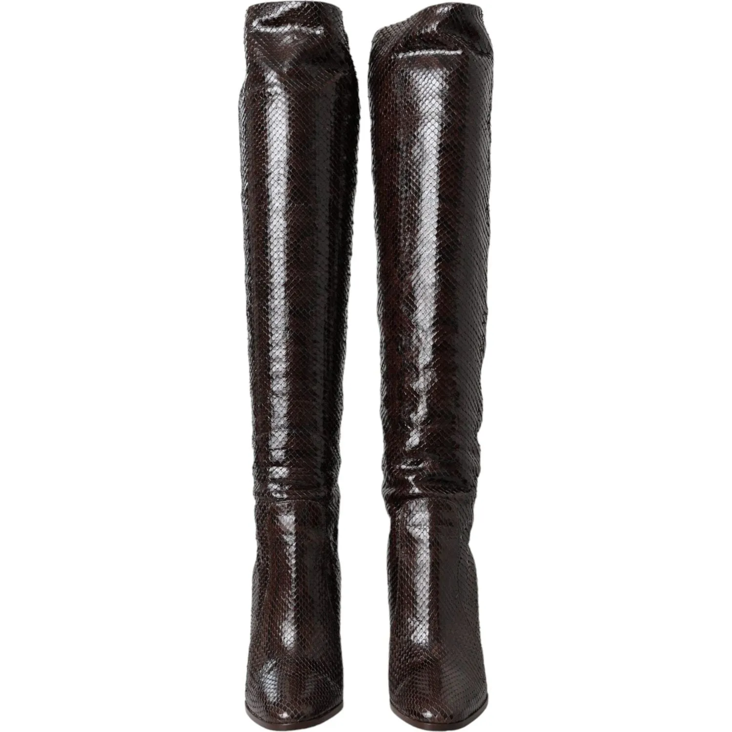 Dolce & Gabbana Brown Exotic Leather Heels High Boots Shoes