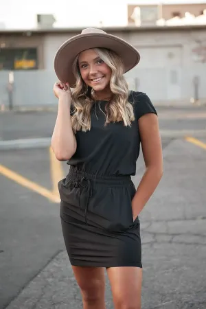DT Women's Elegant Black Pocket Dress for All Occasions