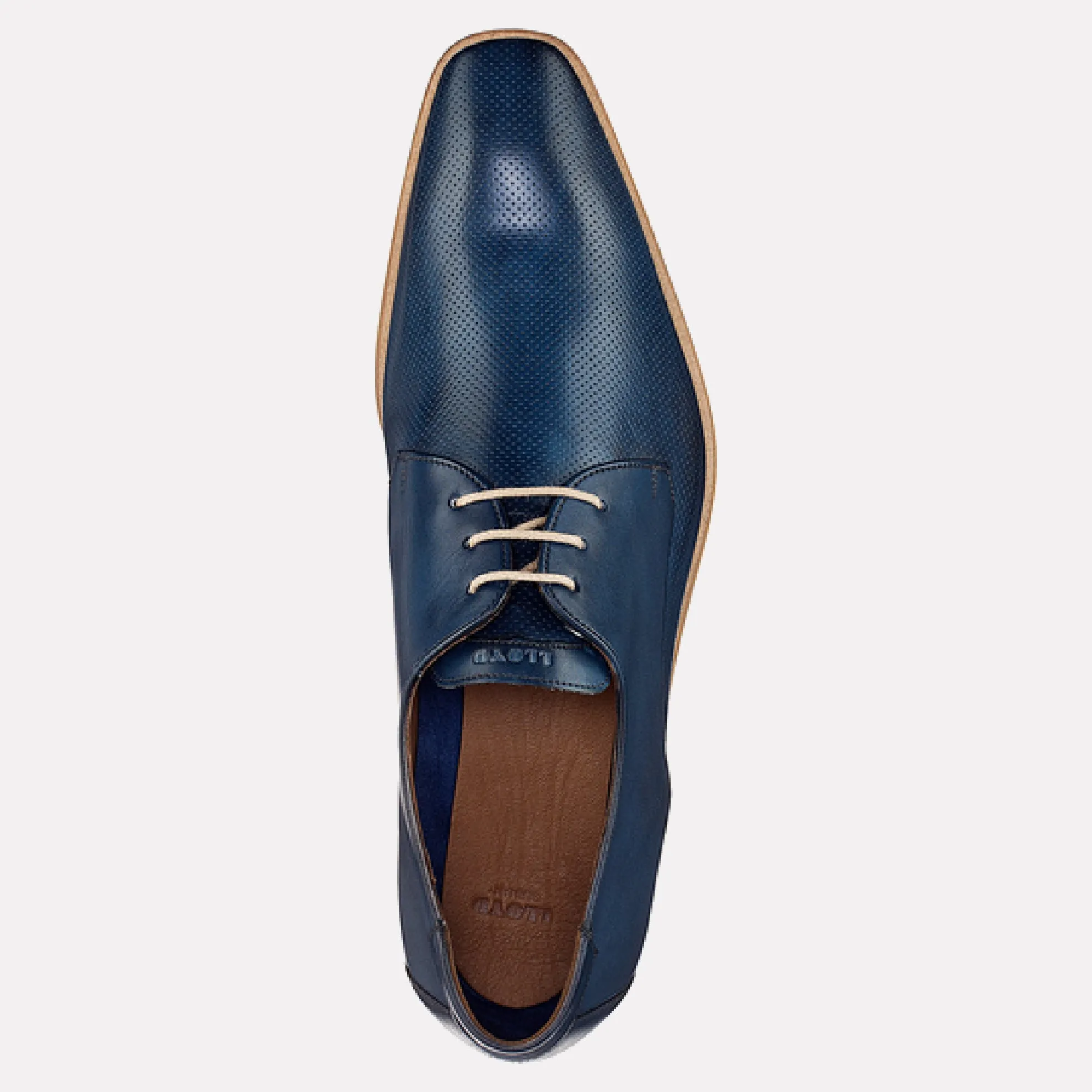 Felton Embossed Leather Chisel-Toe Derby / Navy