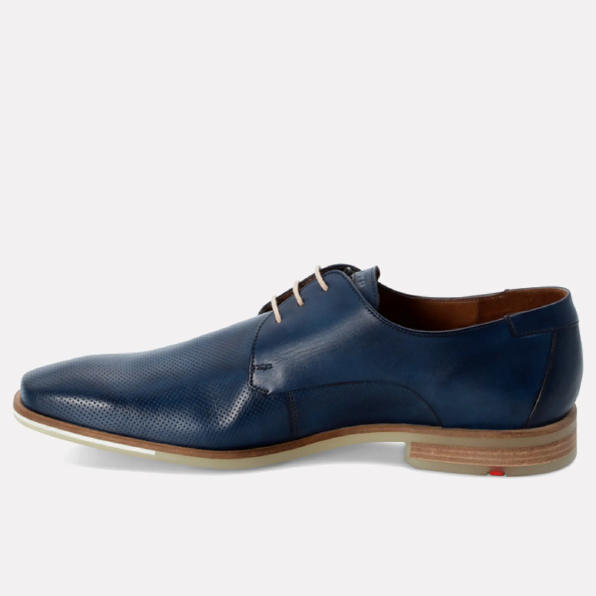 Felton Embossed Leather Chisel-Toe Derby / Navy