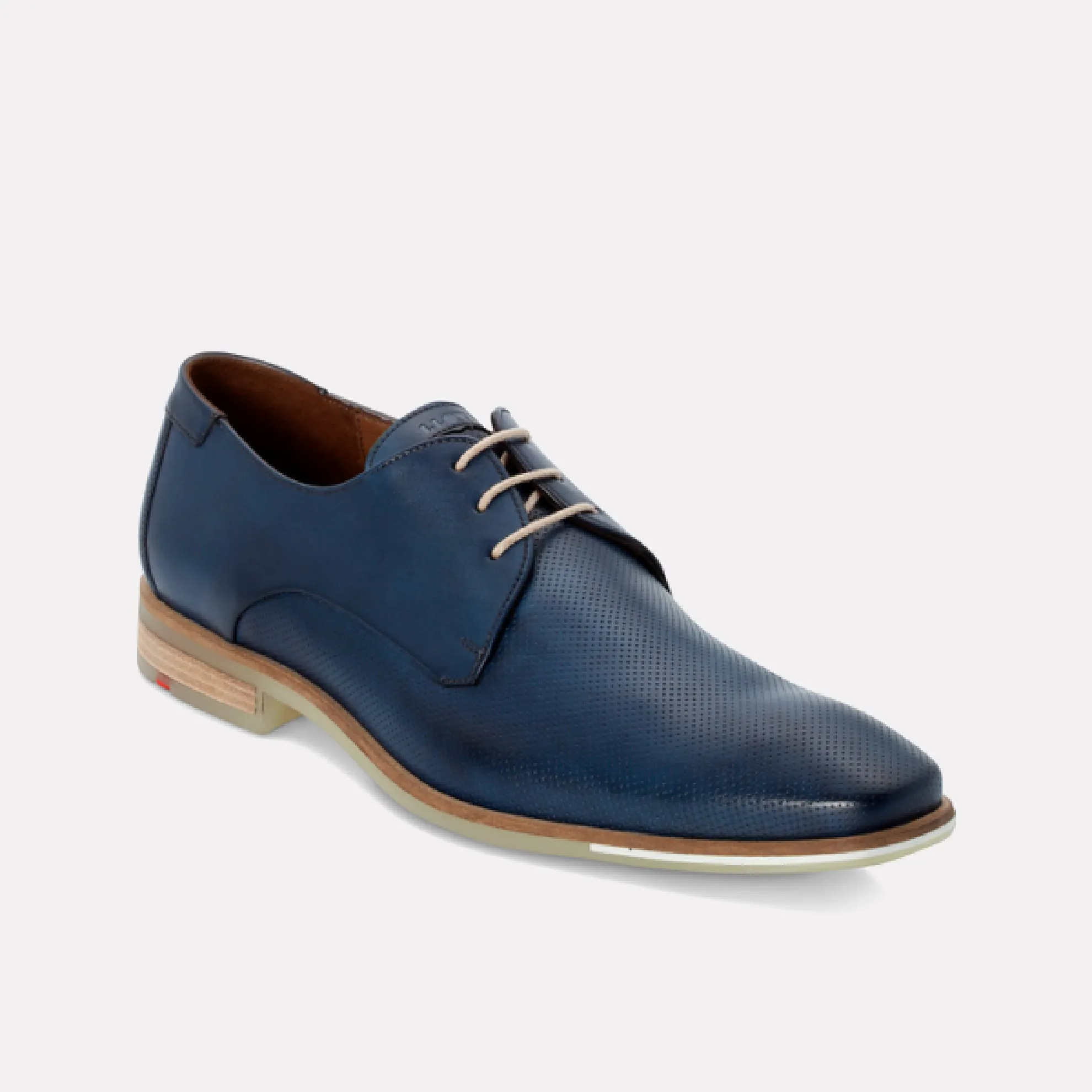 Felton Embossed Leather Chisel-Toe Derby / Navy