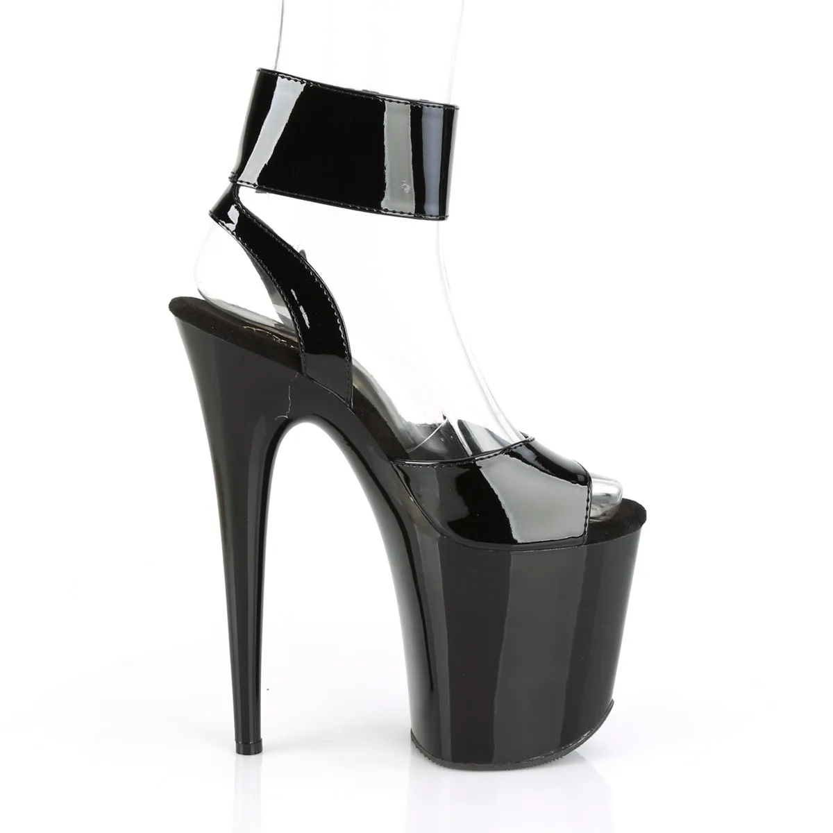 FLAMINGO-891 Black Ankle Peep Toe High Heel
