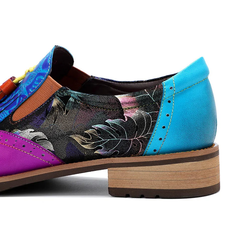 Four Seasons Vintage College Style Fringed Fashion Leather Women's Shoes Single Shoes