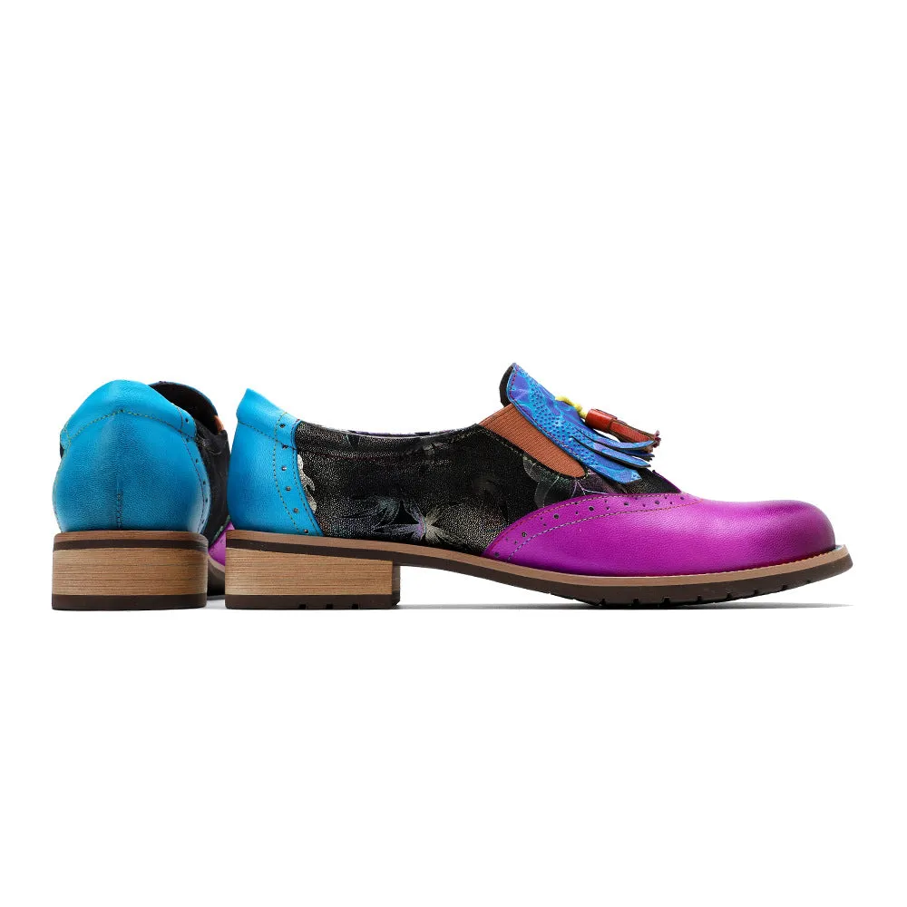 Four Seasons Vintage College Style Fringed Fashion Leather Women's Shoes Single Shoes