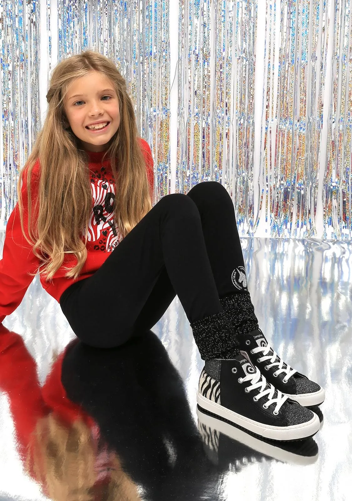 Girl´s Black Zebra Hi-Top Sneakers