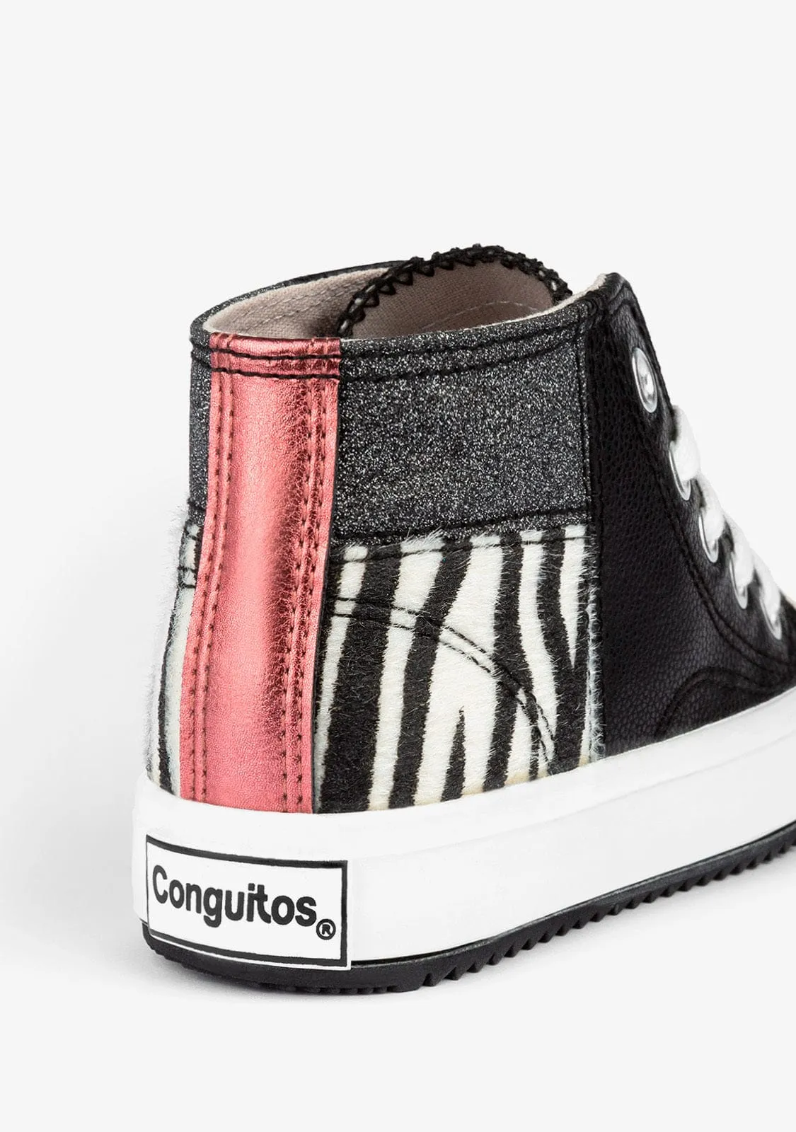 Girl´s Black Zebra Hi-Top Sneakers