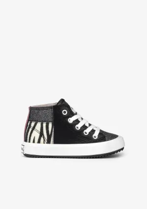 Girl´s Black Zebra Hi-Top Sneakers