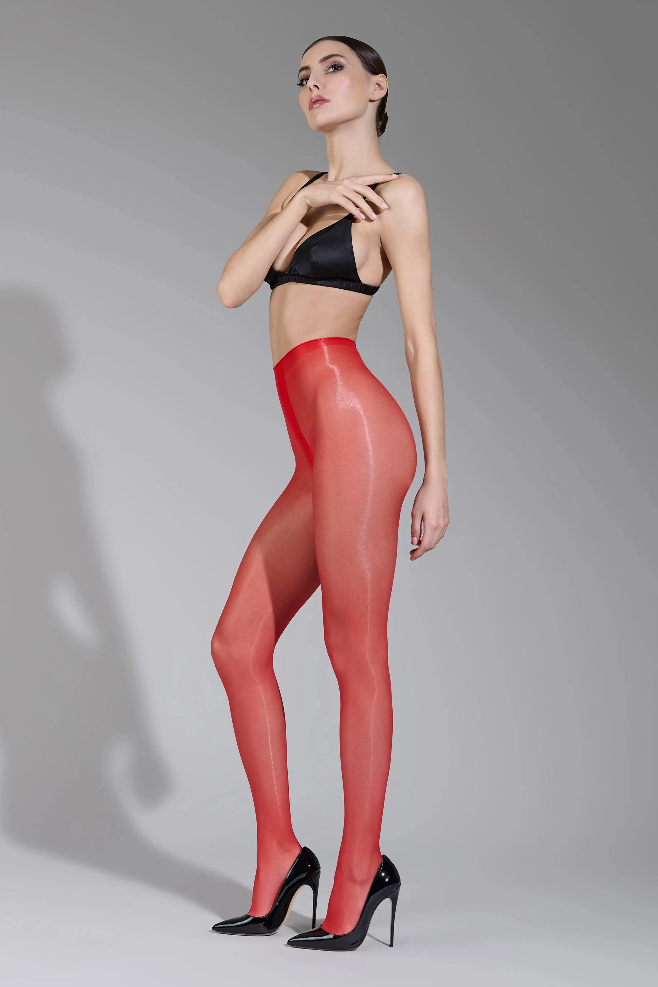 Glossy tights 10D - Red - Les Coquetteries