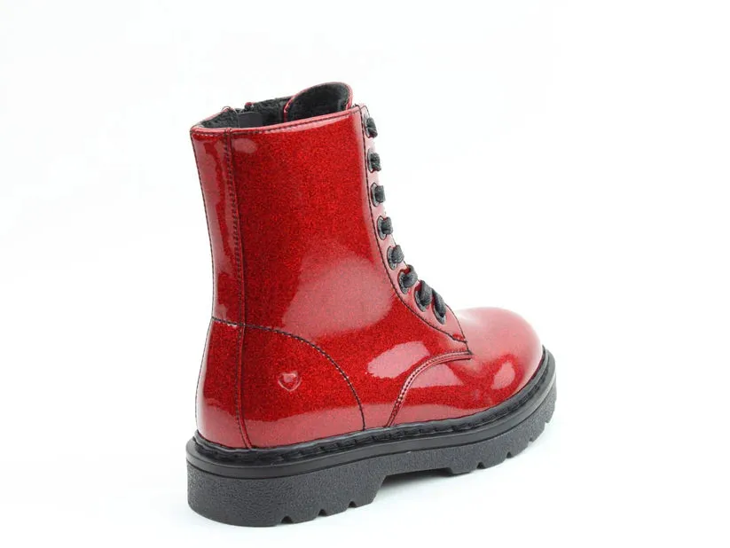 Heavenly Feet Justina 2 Ladies Lace Up Ankle Boot Red Glitter