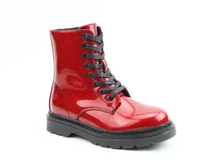 Heavenly Feet Justina 2 Ladies Lace Up Ankle Boot Red Glitter