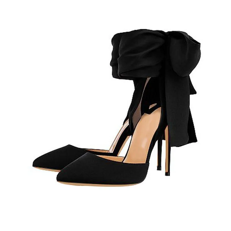 Hot Pink Heels Pointed-Toe Hollowed Satin Girdle  Ultra-Fine High Heel Women's Party Shoes