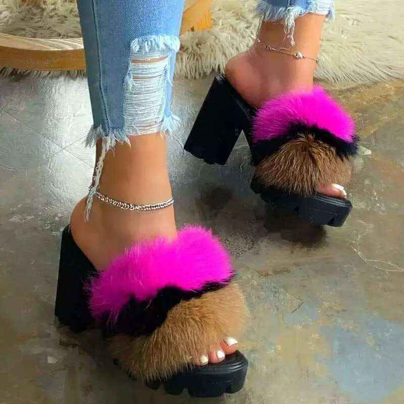 Hot selling plush high heels