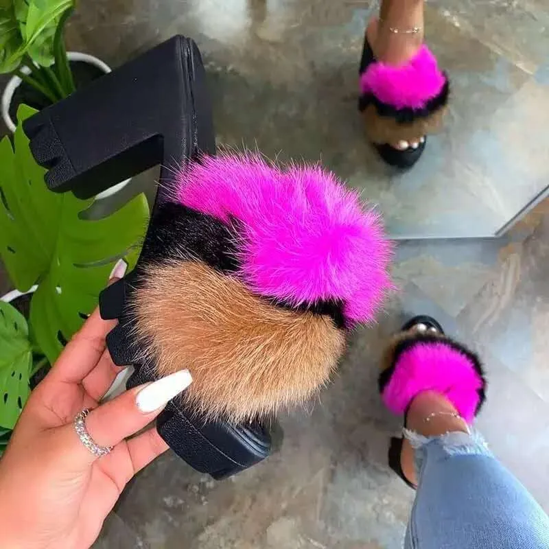 Hot selling plush high heels