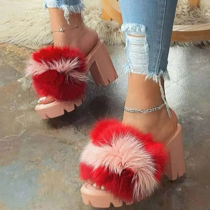 Hot selling plush high heels