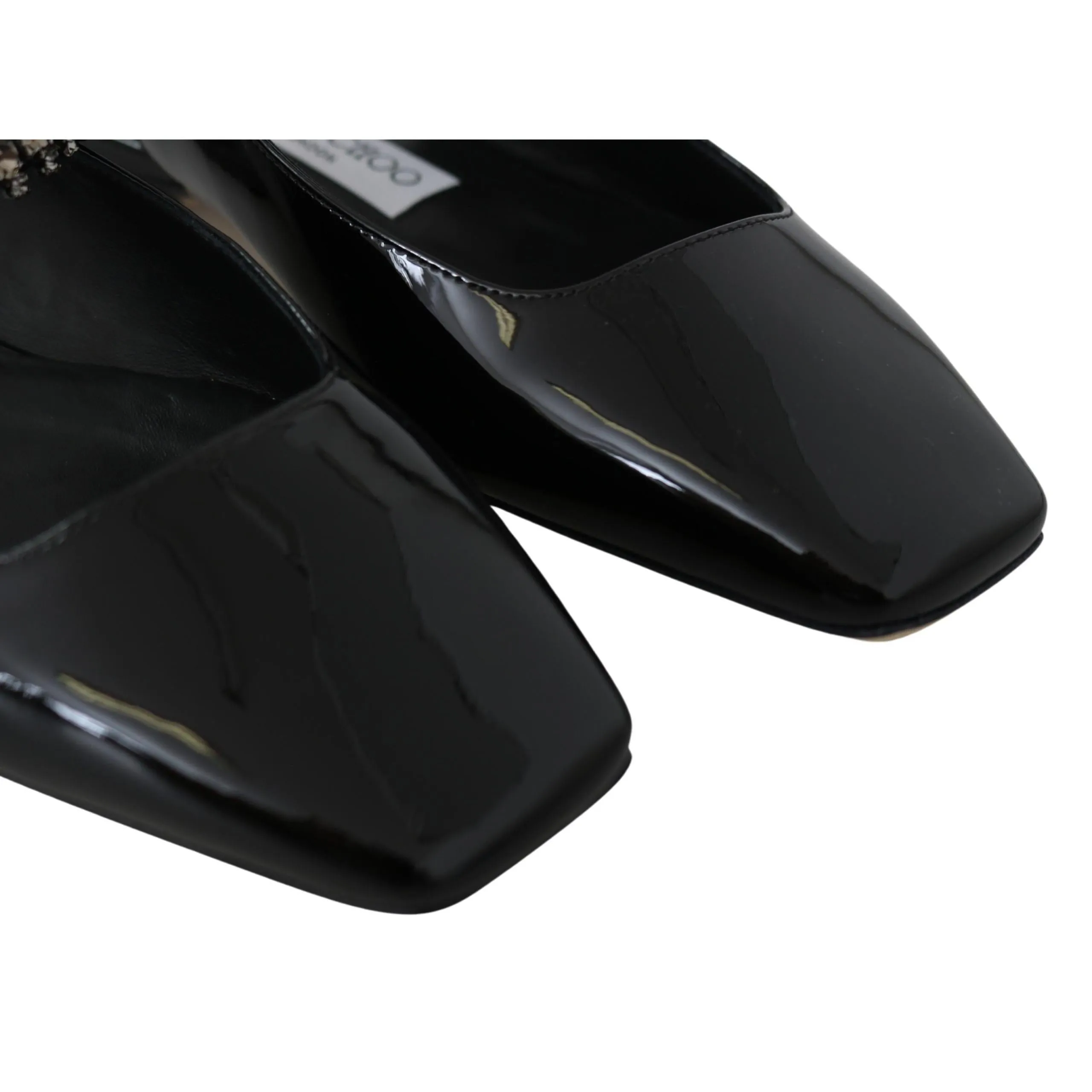 Jimmy Choo Elegant Black Patent Flats with Crystal Accent
