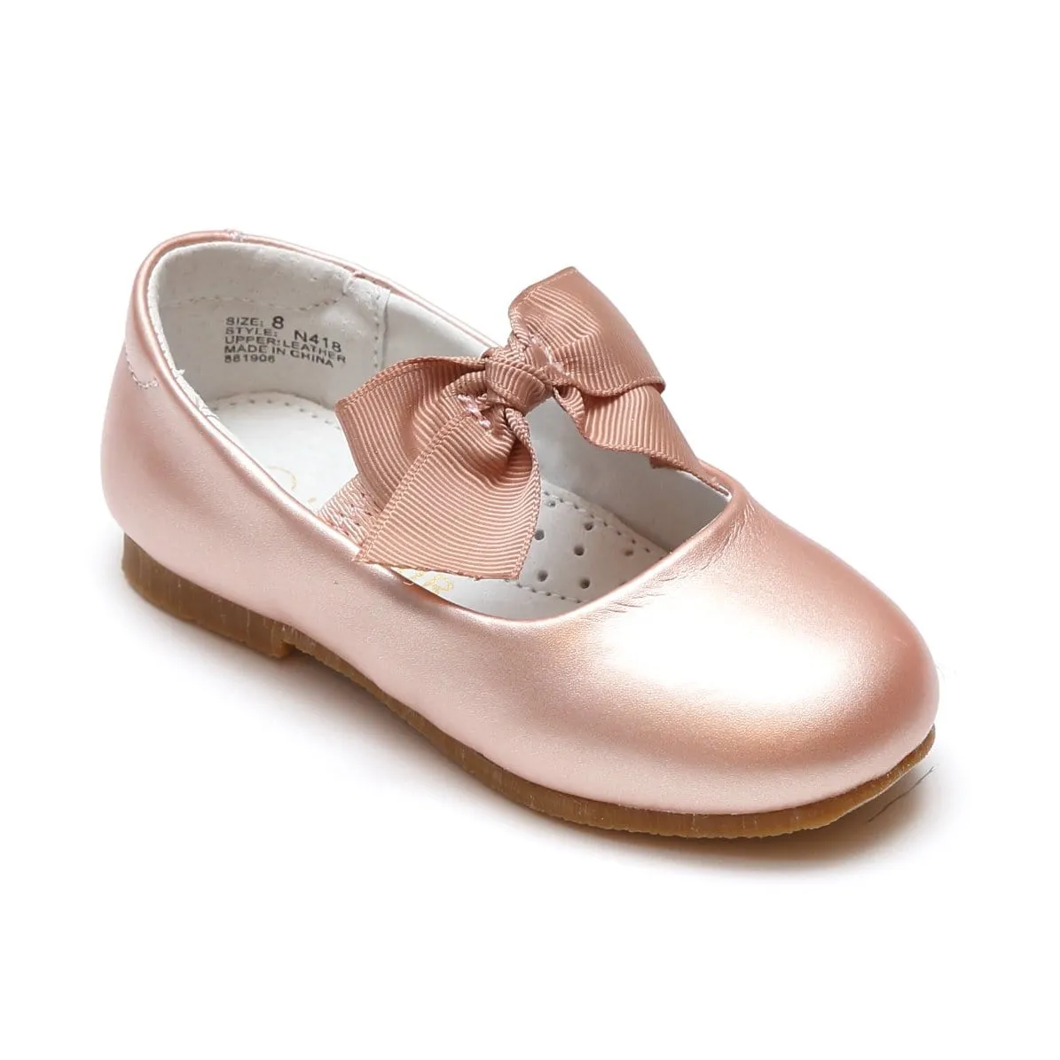 L'Amour Pauline Bow Flats in Pink Gold