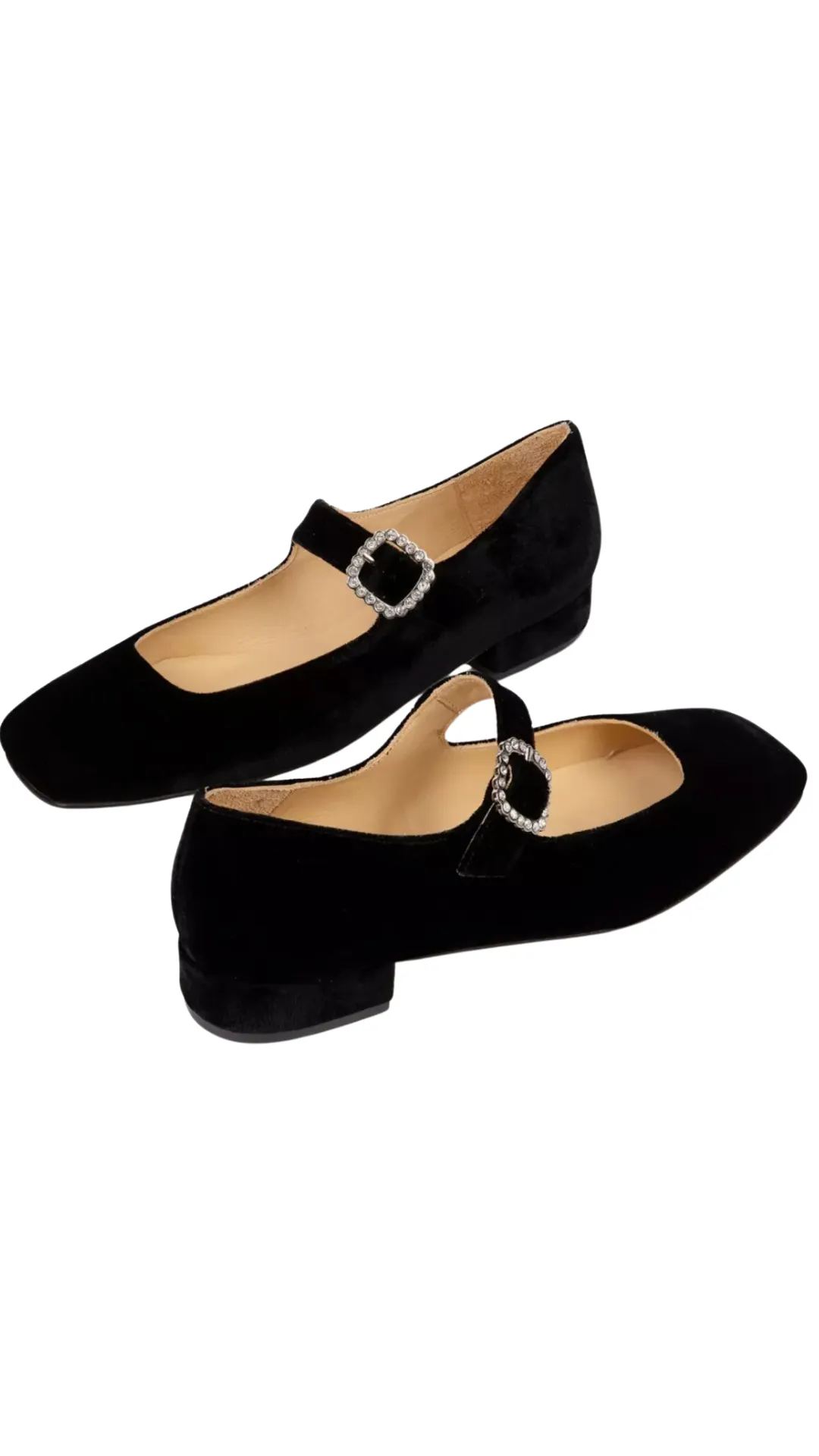 Low Mary Jane Diamante Velvet Shoe