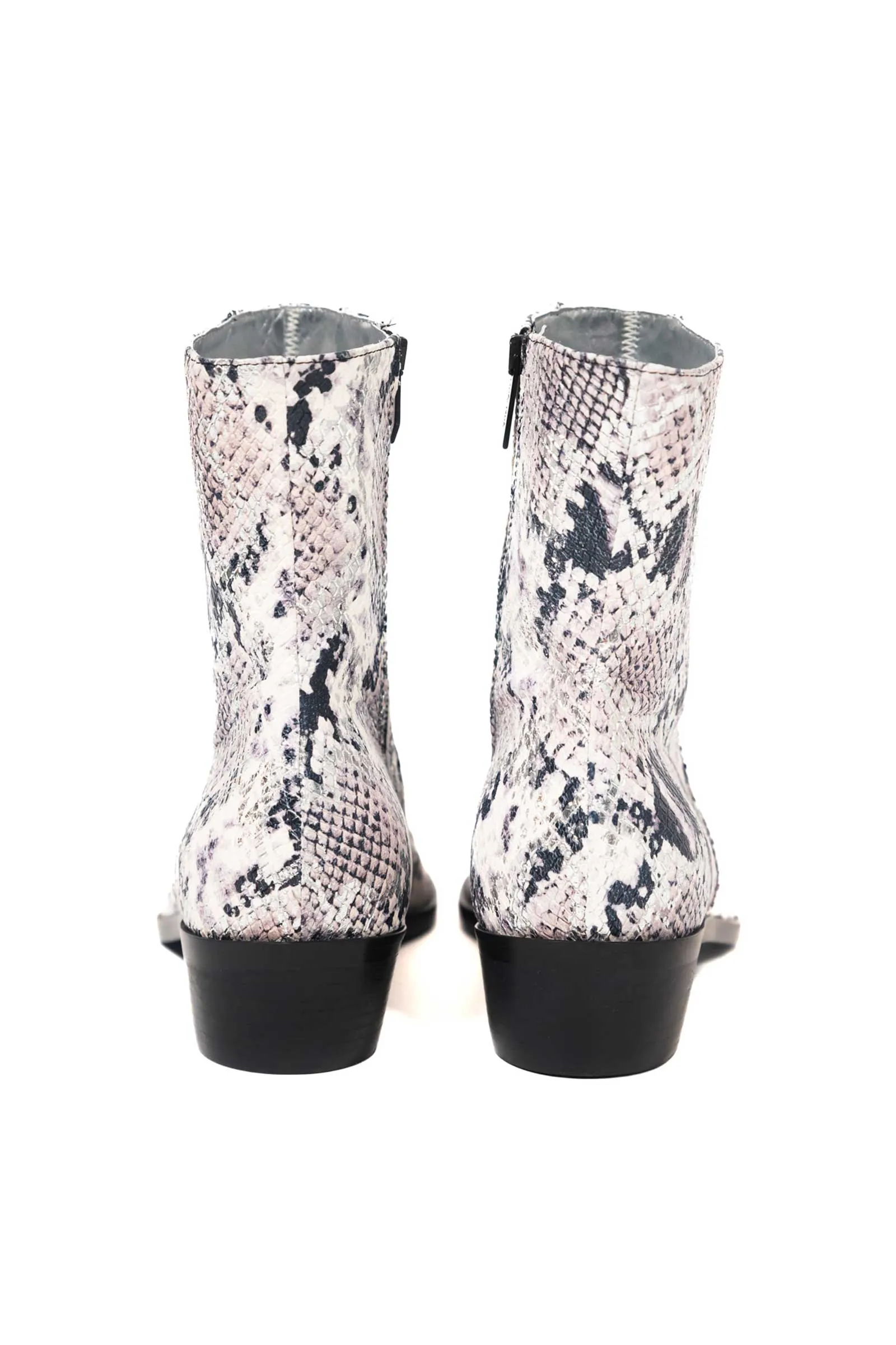 MEN TWISTED DREAMS CHELSEA 3.5 CM BOOT - SNAKE PRINT WHITE ITALIAN LEATHER
