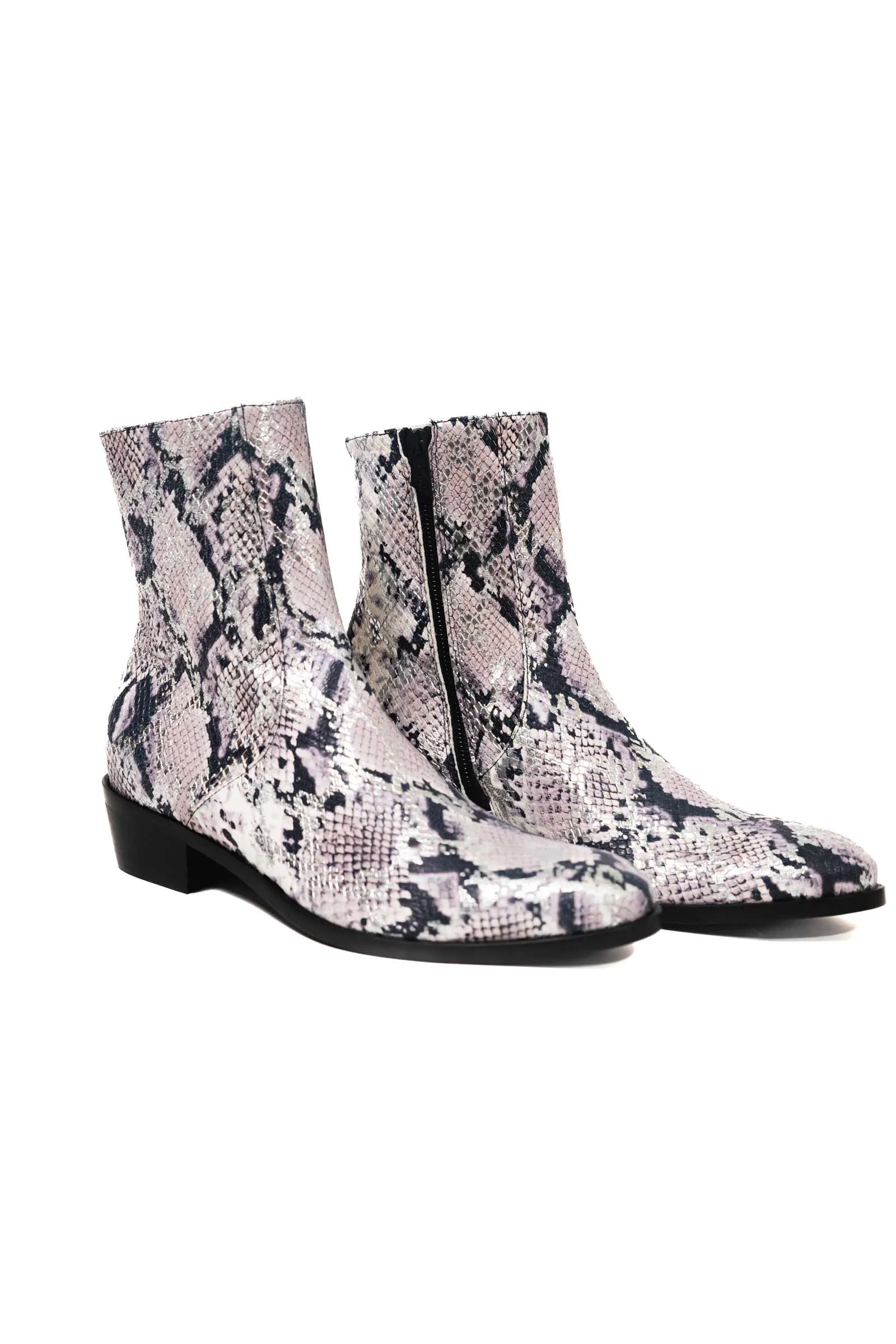 MEN TWISTED DREAMS CHELSEA 3.5 CM BOOT - SNAKE PRINT WHITE ITALIAN LEATHER