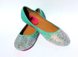 Mint Crystal Ballet Bridal Flats