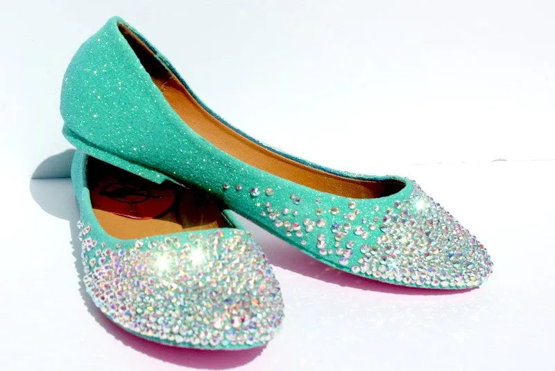 Mint Crystal Ballet Bridal Flats
