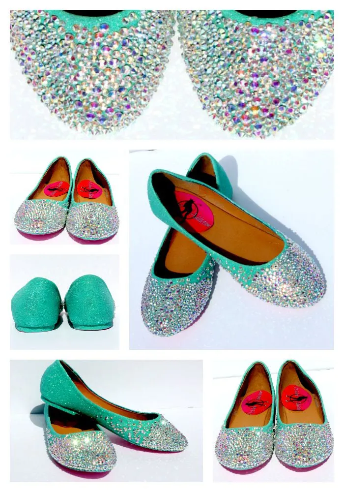 Mint Crystal Ballet Bridal Flats
