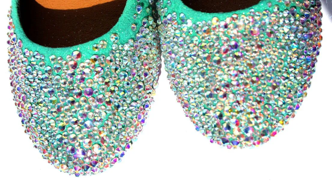Mint Crystal Ballet Bridal Flats