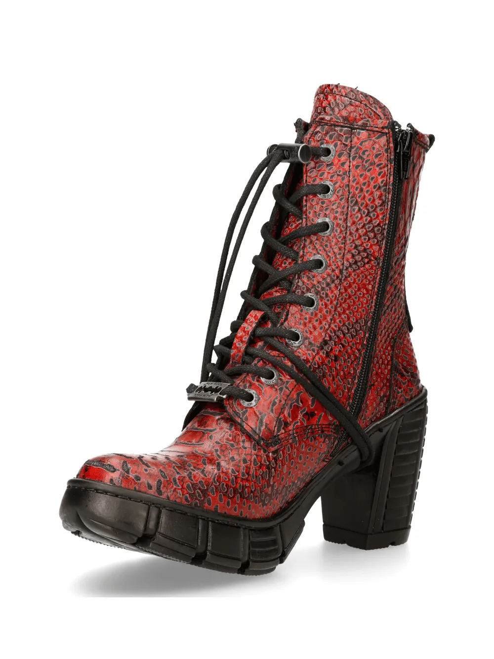 NEW ROCK Gothic Edgy Red Reptile Print Ankle Boots