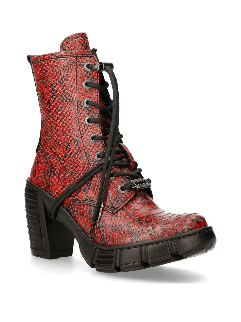 NEW ROCK Gothic Edgy Red Reptile Print Ankle Boots