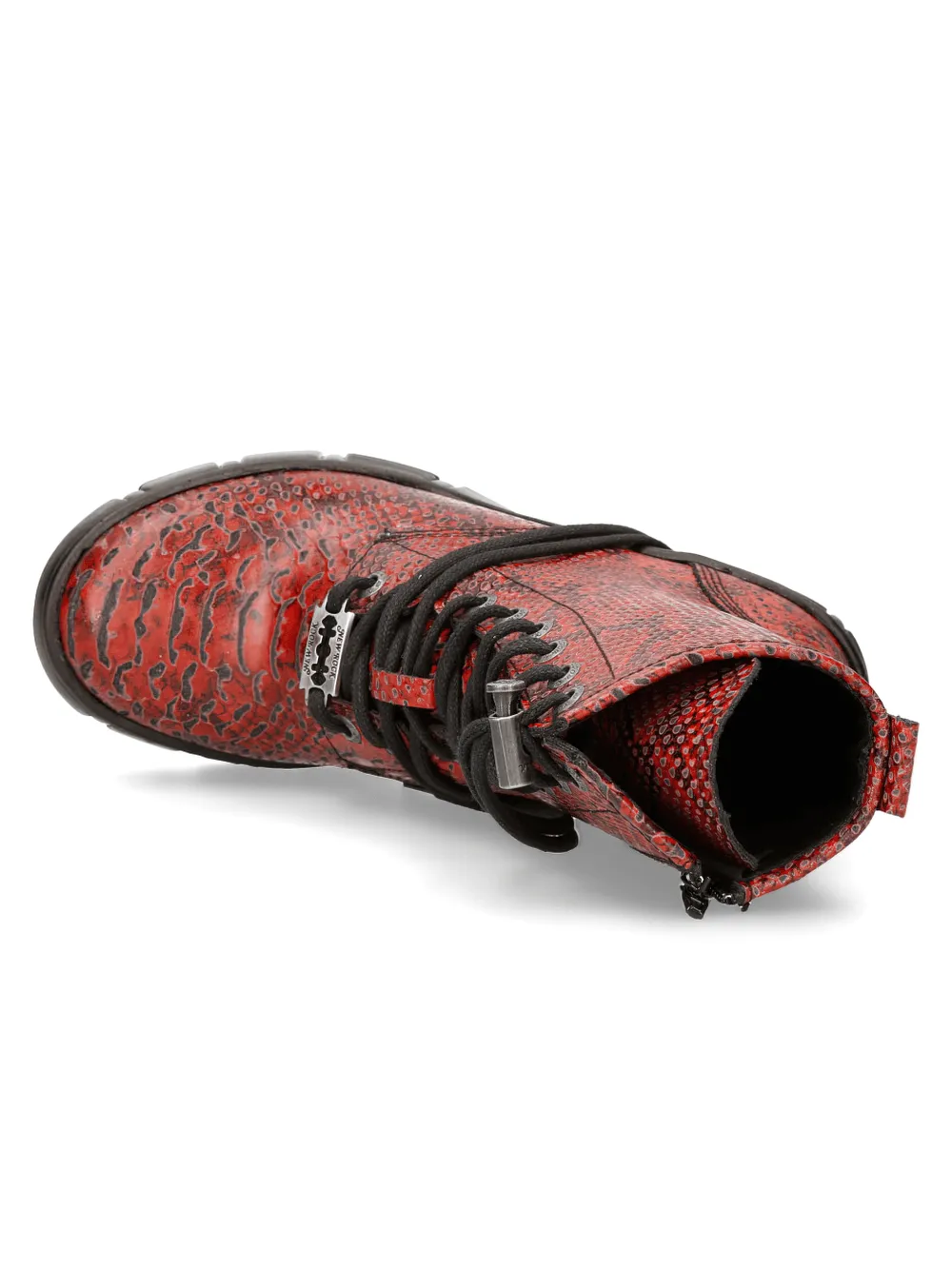 NEW ROCK Gothic Edgy Red Reptile Print Ankle Boots
