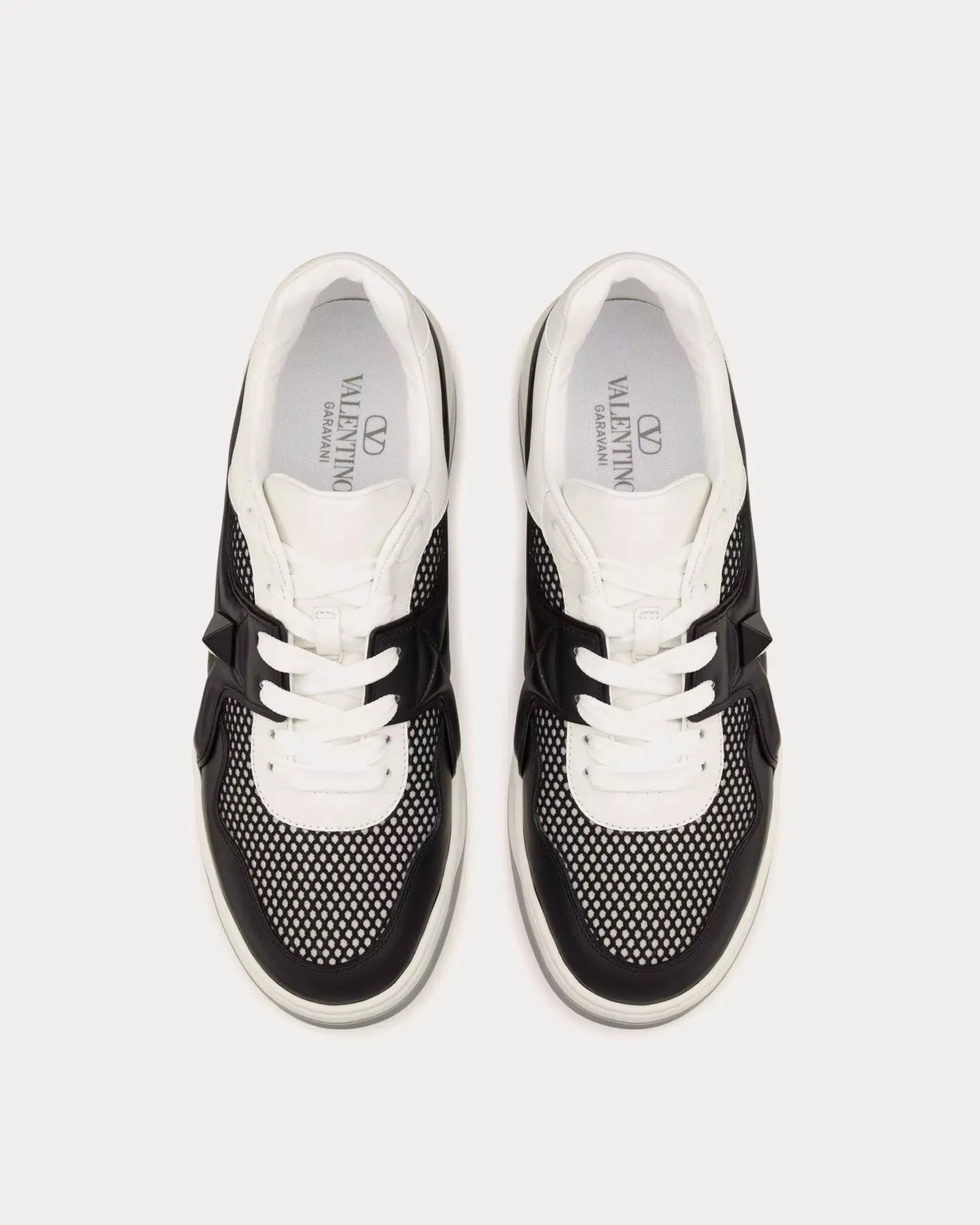One Stud Mesh & Nappa Leather Black Low Top Sneakers