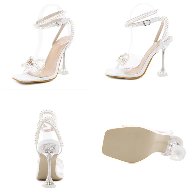 Pearl Rhinestone bow high heels HPSD227