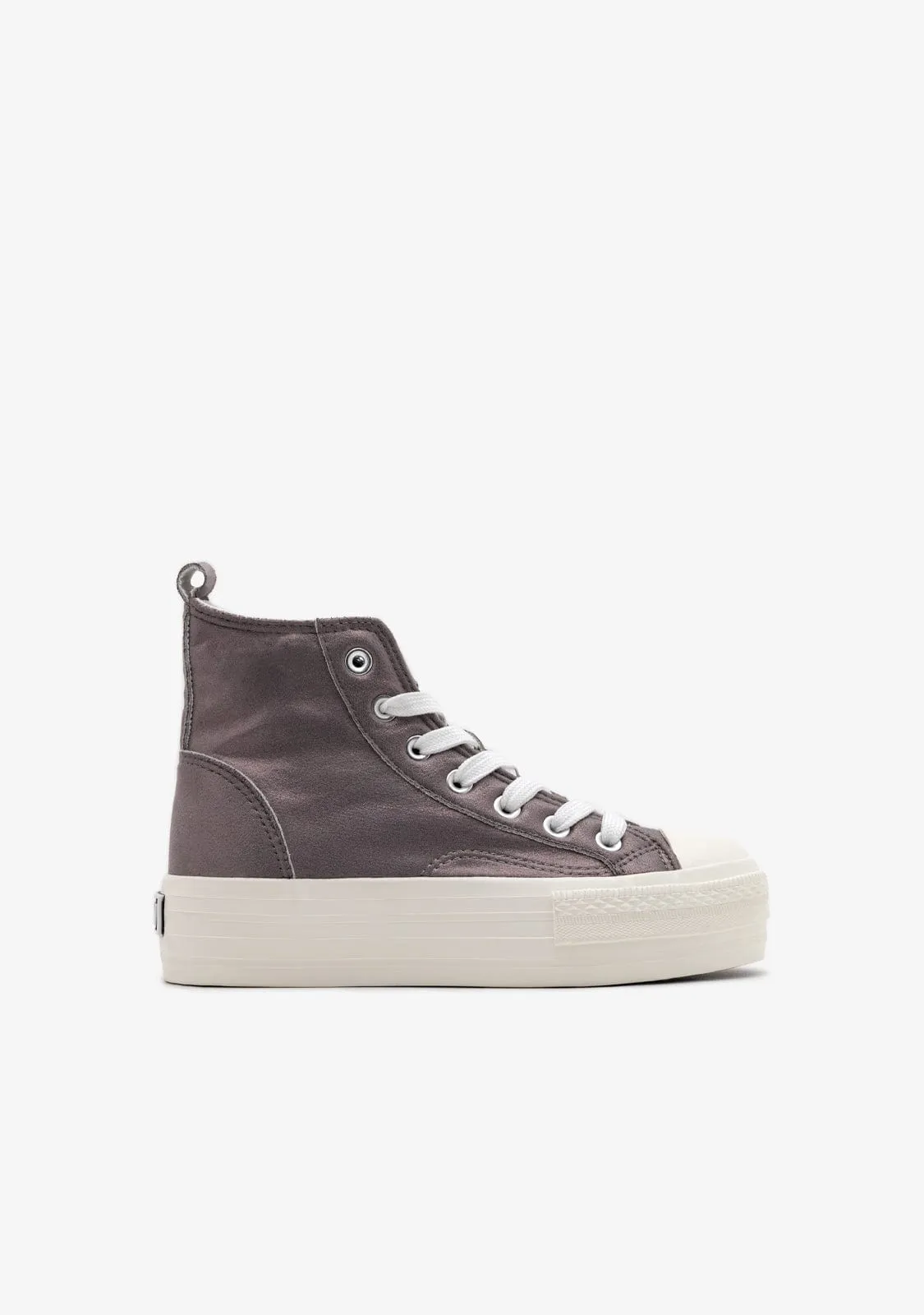 Pewter Shinny High Top Sneakers B&W
